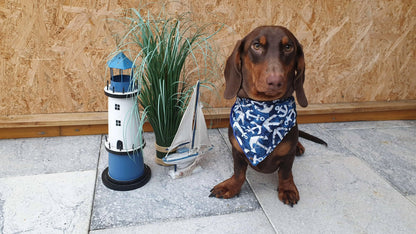 Maritimes Hundehalstuch mit Ankern dunkelblau