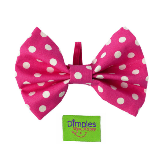 Dimples Hundefliege pink mit weissen Punkten - Hunde Schleife für Hochzeit, Geburtstag oder Taufe