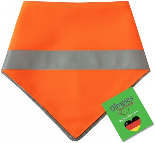 Dog bandana neon orange with reflective strips - High visibility