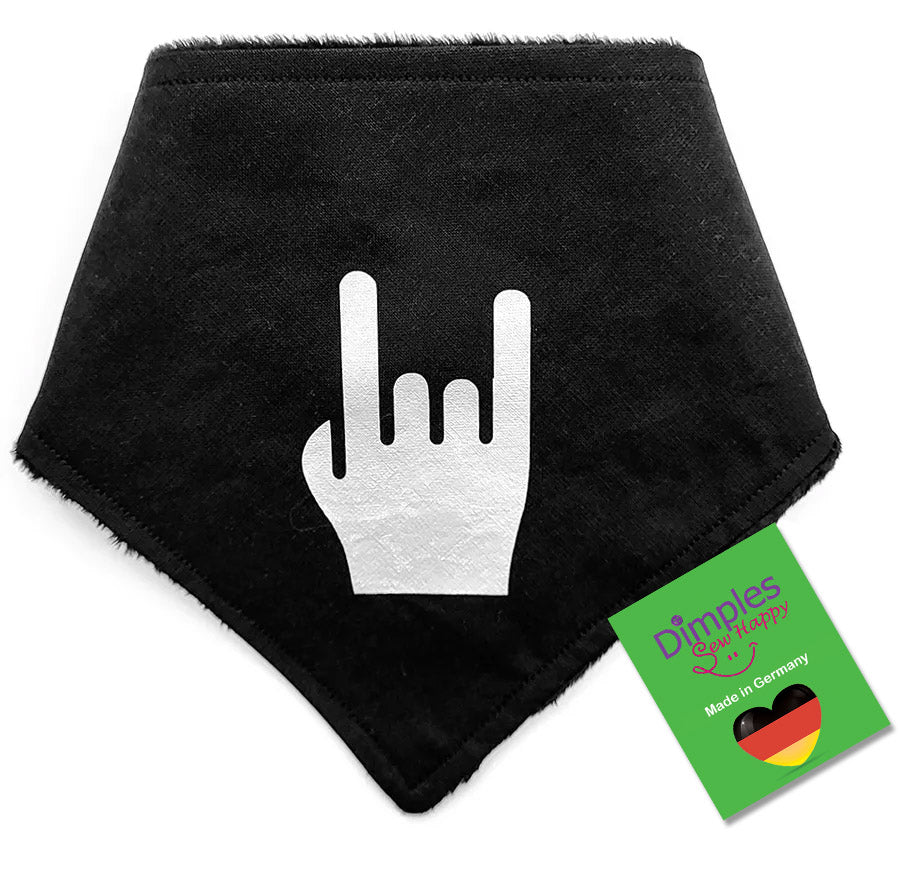 Hundehalstuch schwarz mit Metal Hand Symbol