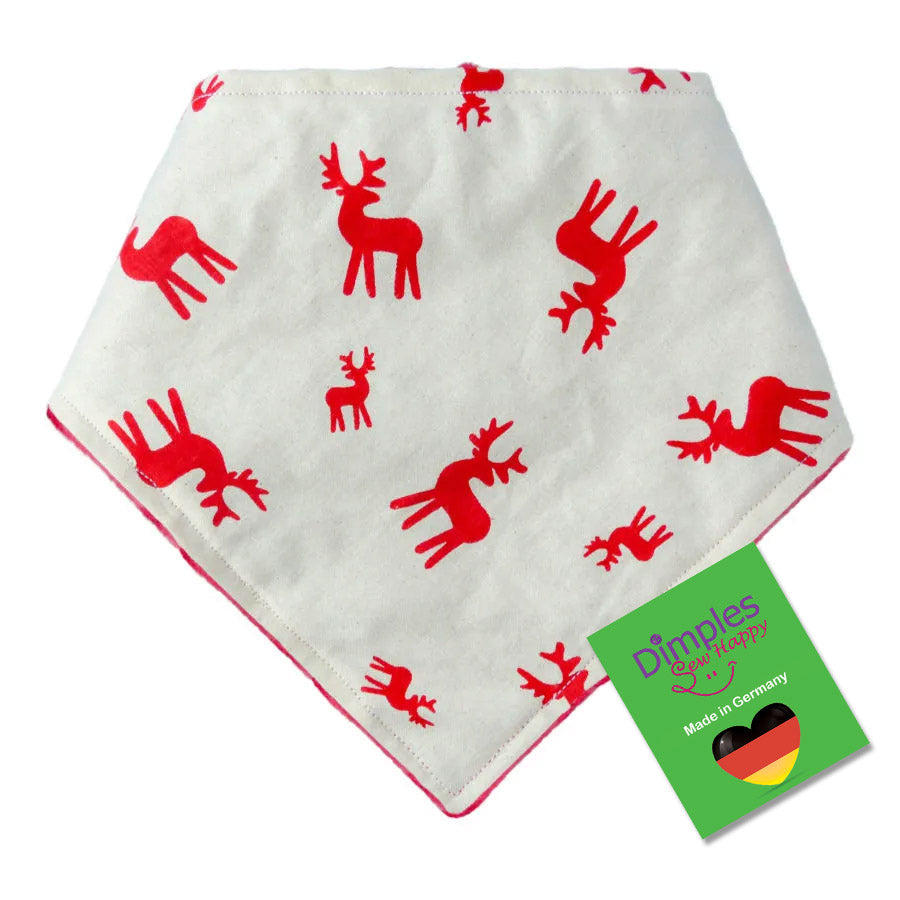 Rentier Weihnachtshundehalstuch - Personalisierbares Dreieckstuch