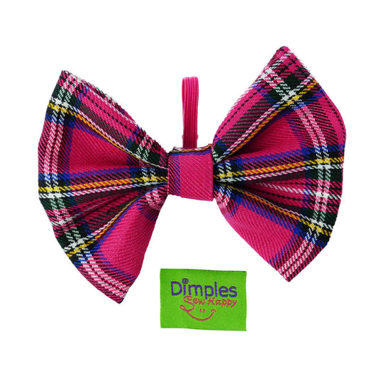 Dimples Hundefliege Schottenkaro pink lila