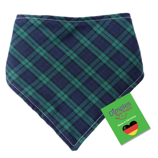 Schottenkaro blau grün Hundehalstuch - Kariertes Bandana