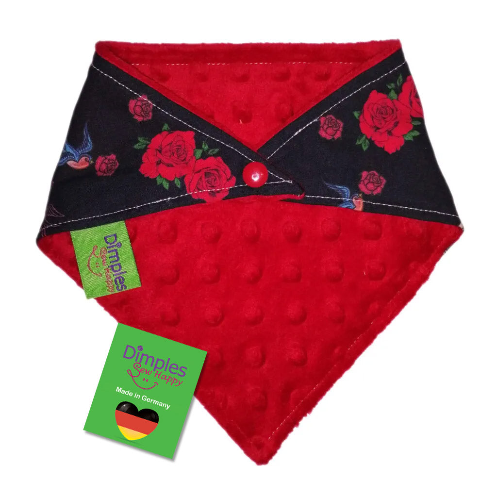 Schwalben und Rosen Hundehalstuch Rockabilly Bandana