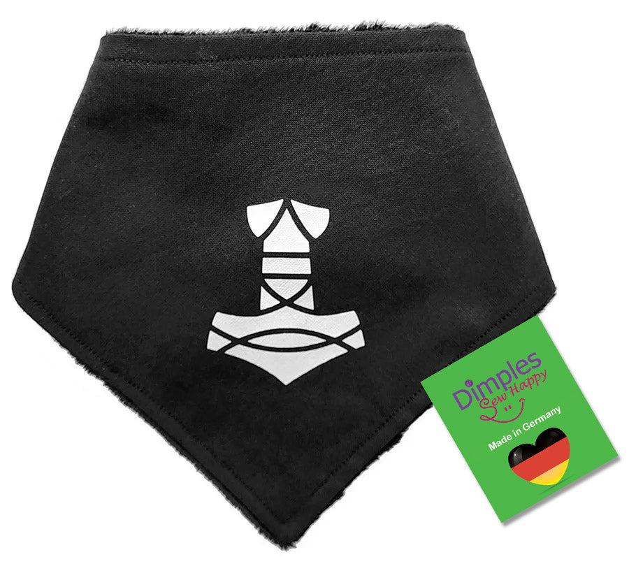 Hundehalstuch schwarz mit Thors Hammer Symbol