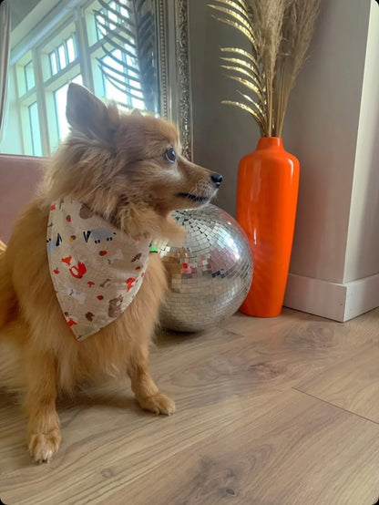 Waldtiere Hundehalstuch - Bandana mit Tiermotiv Fuchs Waschbär und Igel
